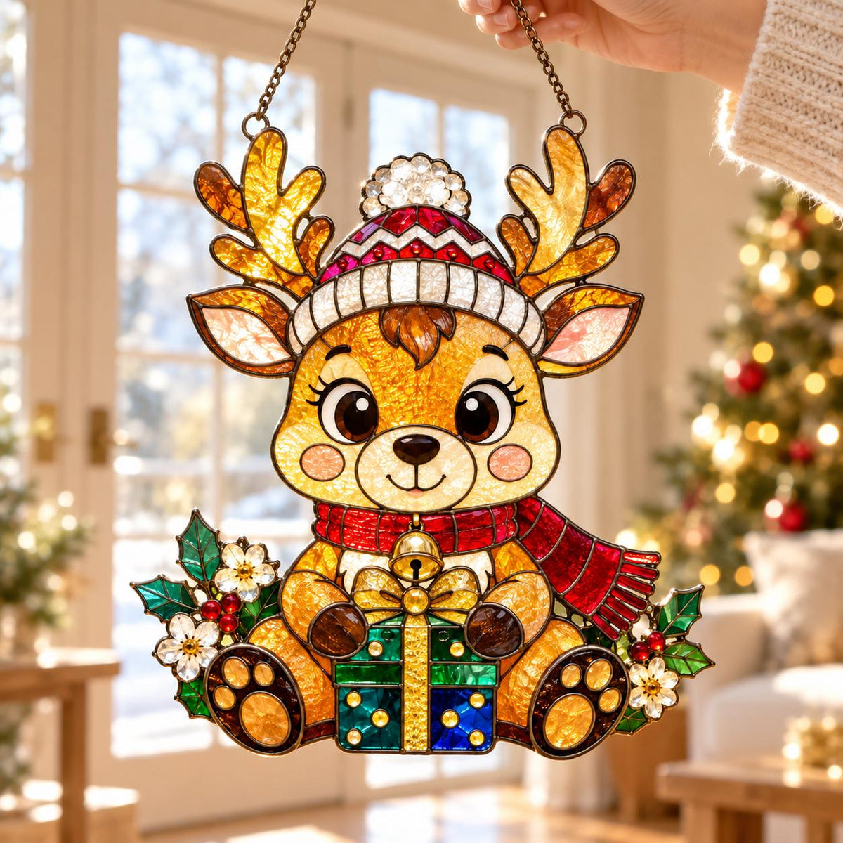 Christmas Reindeer Suncatcher - Acrylic Holiday Window Hanging - image 2