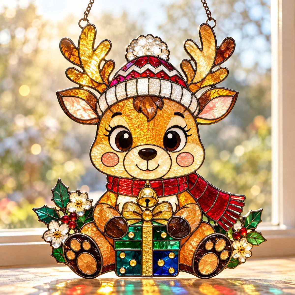 Christmas Reindeer Suncatcher - Acrylic Holiday Window Hanging - image 5
