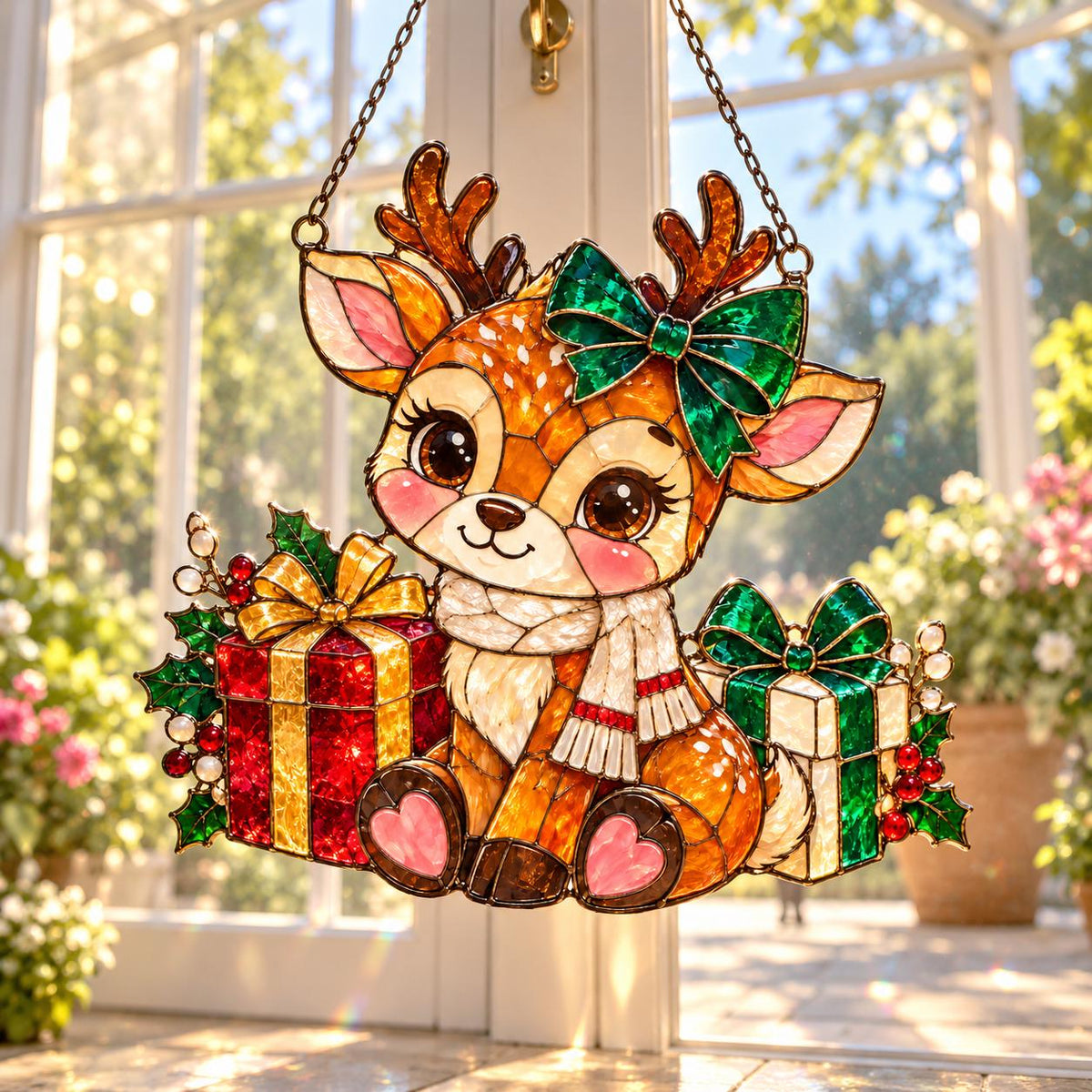 Festive Reindeer Window Hanging - Acrylic Christmas Suncatcher - image 5