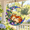Sleeping Fox Moon Suncatcher - Acrylic Woodland Window Hanging