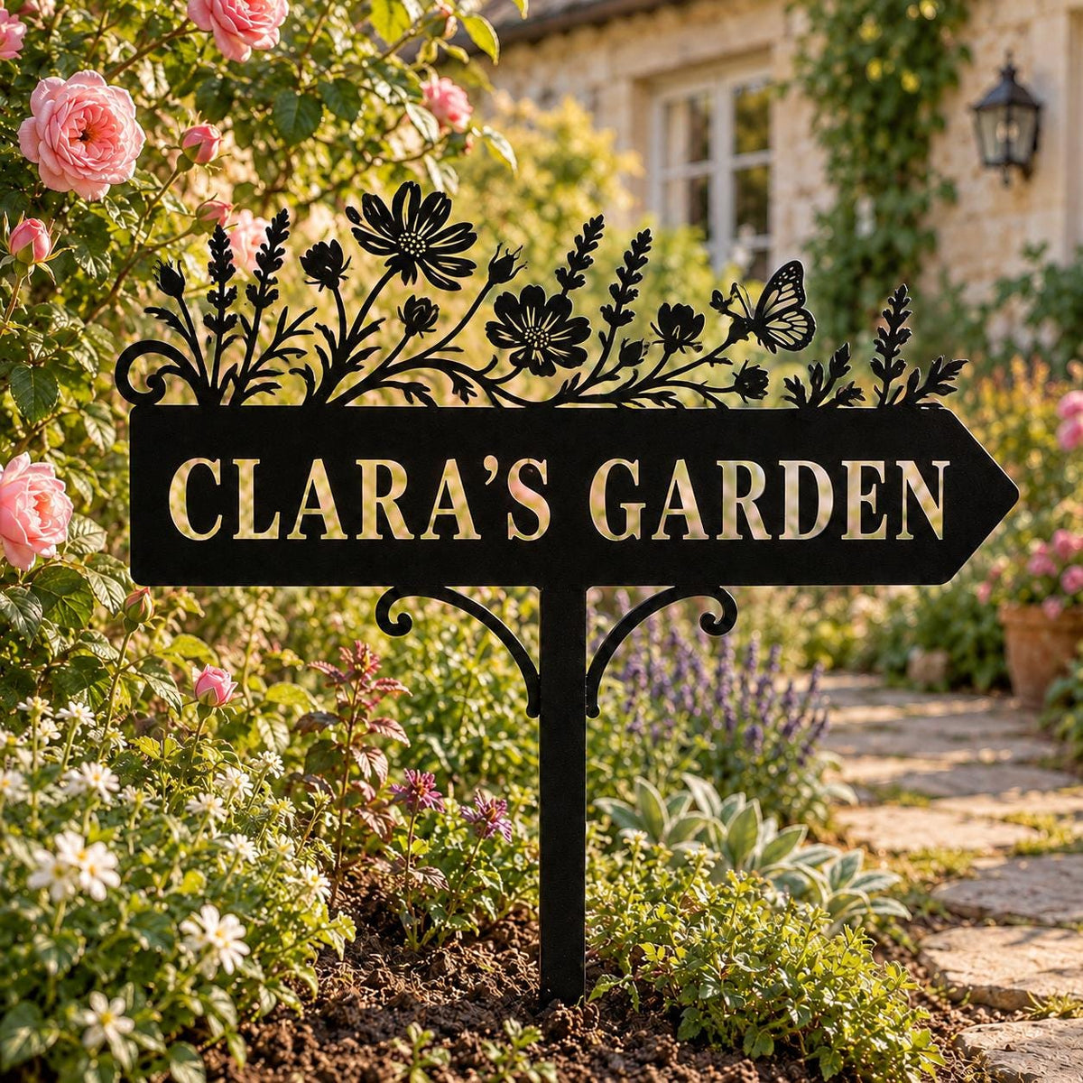 Wildflower Garden Sign - Personalized Metal Garden Stake