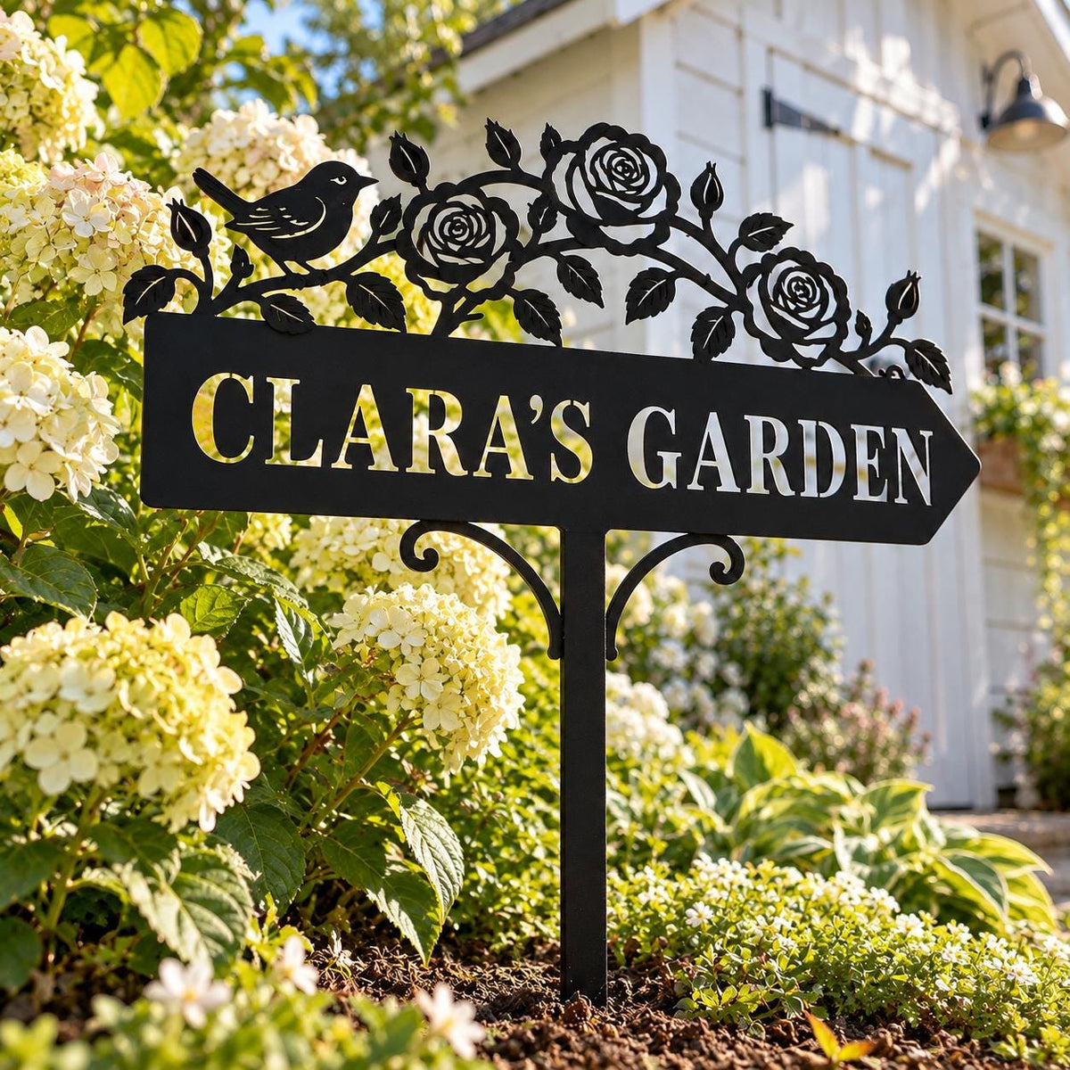 Rose Bird Garden Stake - Personalized Metal Garden Sign - image 5