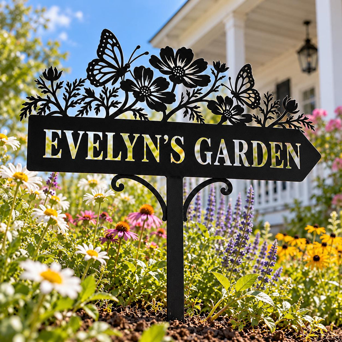 Butterfly Garden Stake - Personalized Metal Flower Sign - image 4