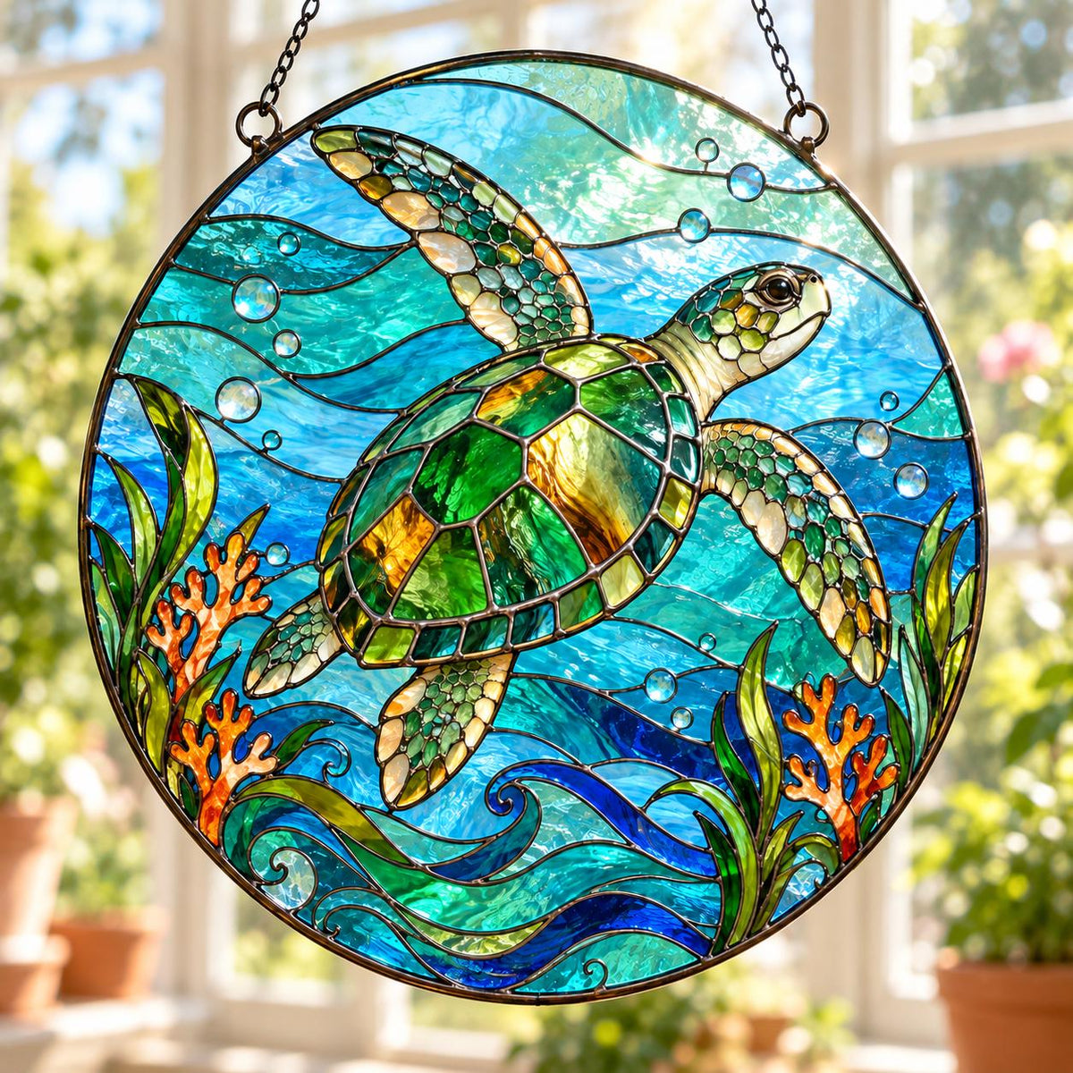 Sea Turtle Suncatcher - Acrylic Ocean Window Hanging
