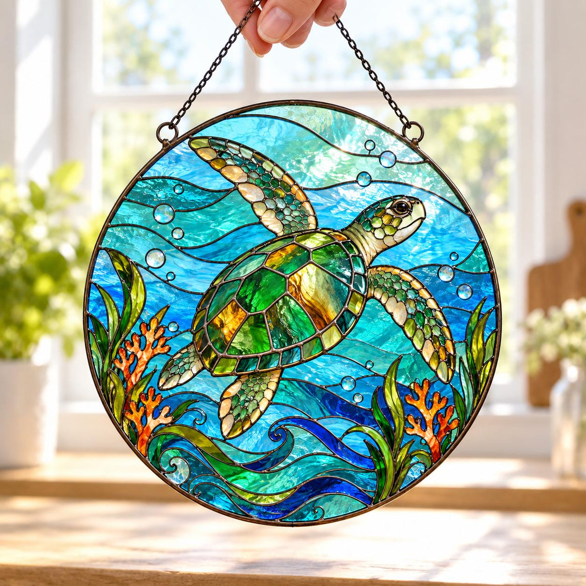 Sea Turtle Suncatcher - Acrylic Ocean Window Hanging - image 6