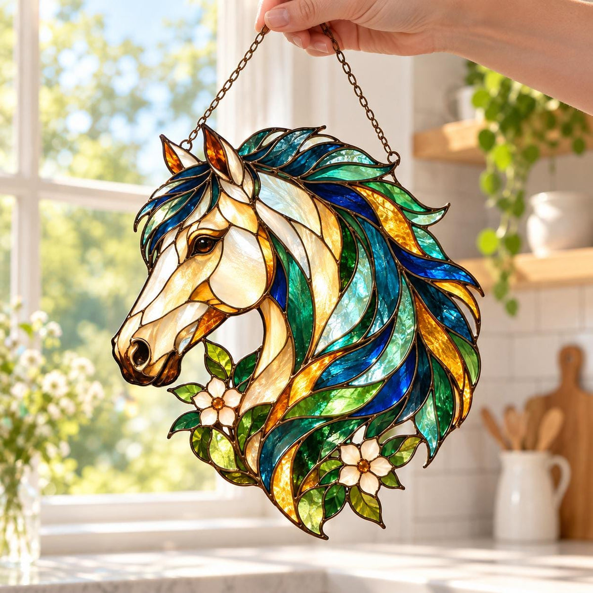 Horse Acrylic Suncatcher - Stained Glass Style Window Hanging - image 2