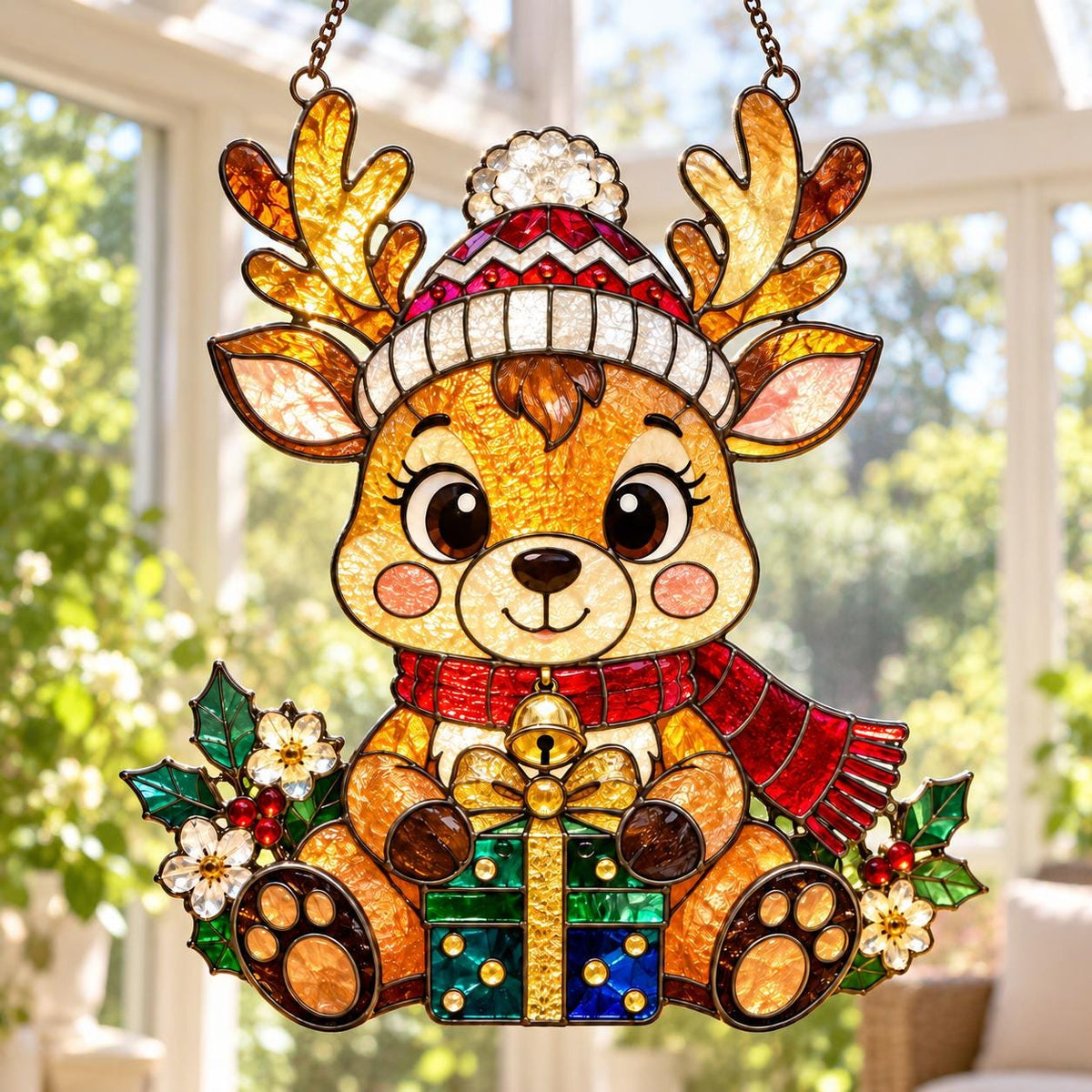 Christmas Reindeer Suncatcher - Acrylic Holiday Window Hanging - image 3