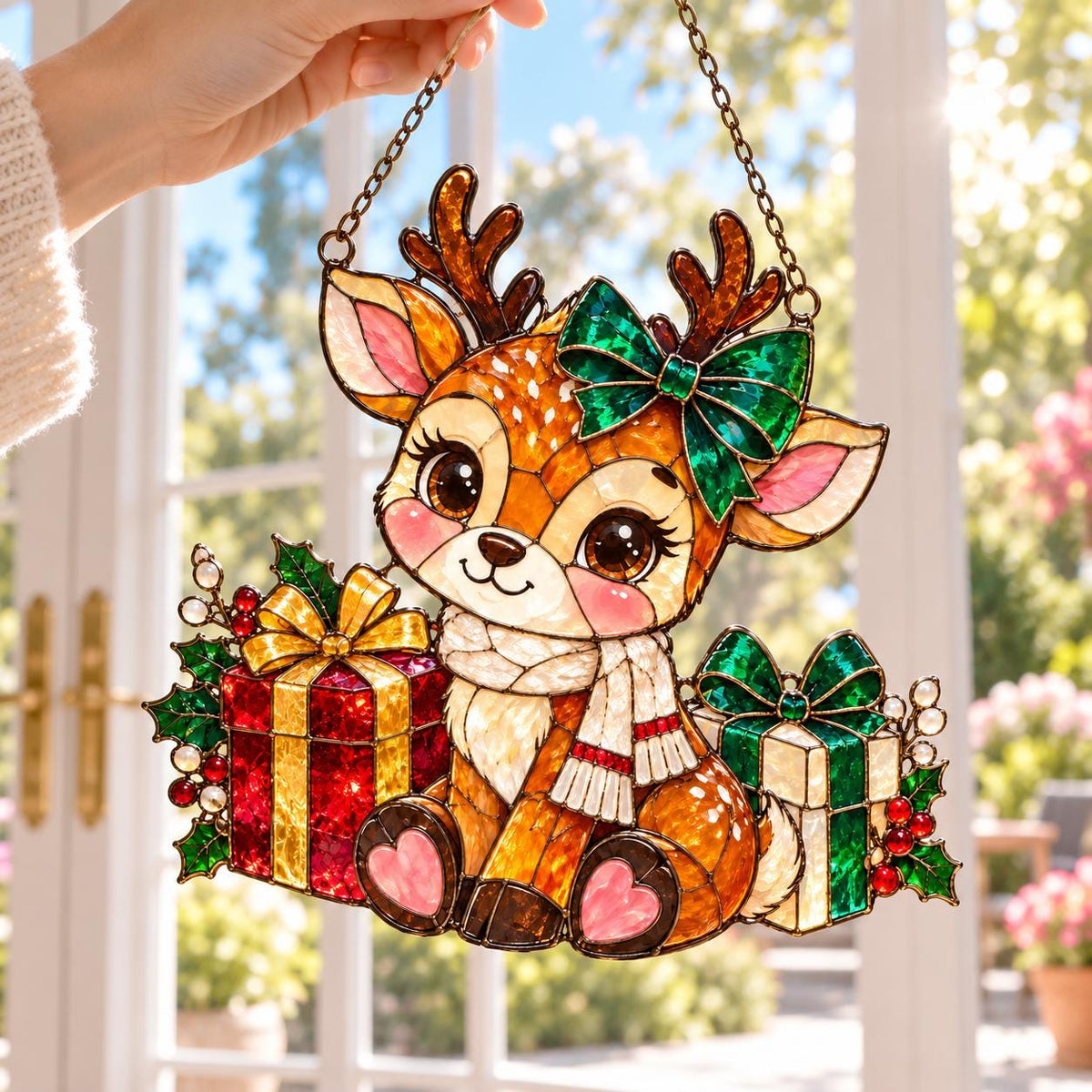 Festive Reindeer Window Hanging - Acrylic Christmas Suncatcher - image 6