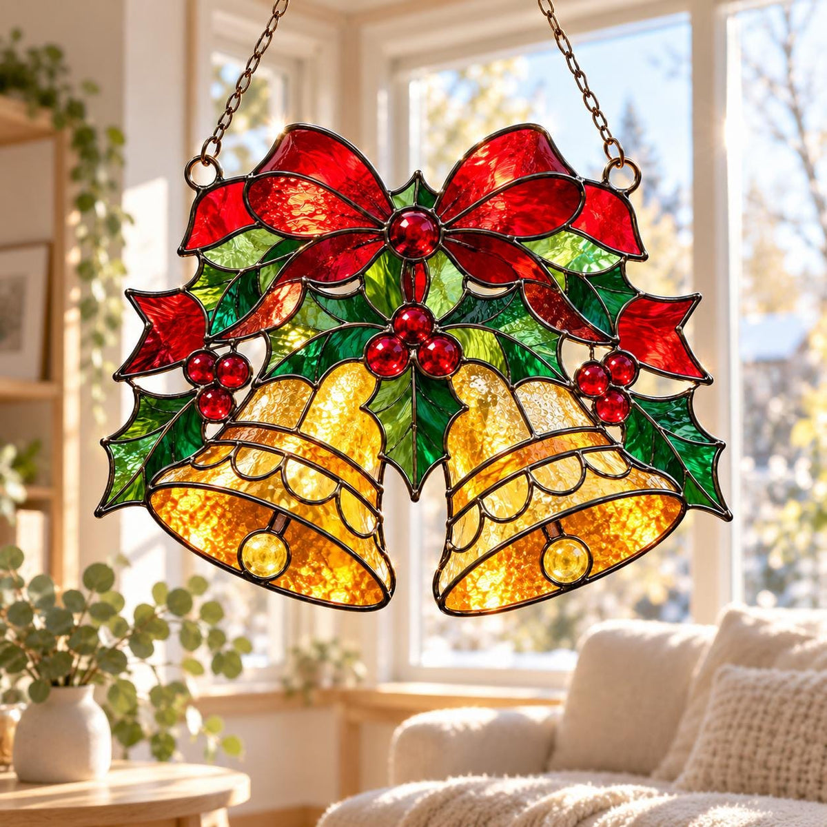Christmas Bell Suncatcher - Acrylic Holiday Window Hanging - image 3