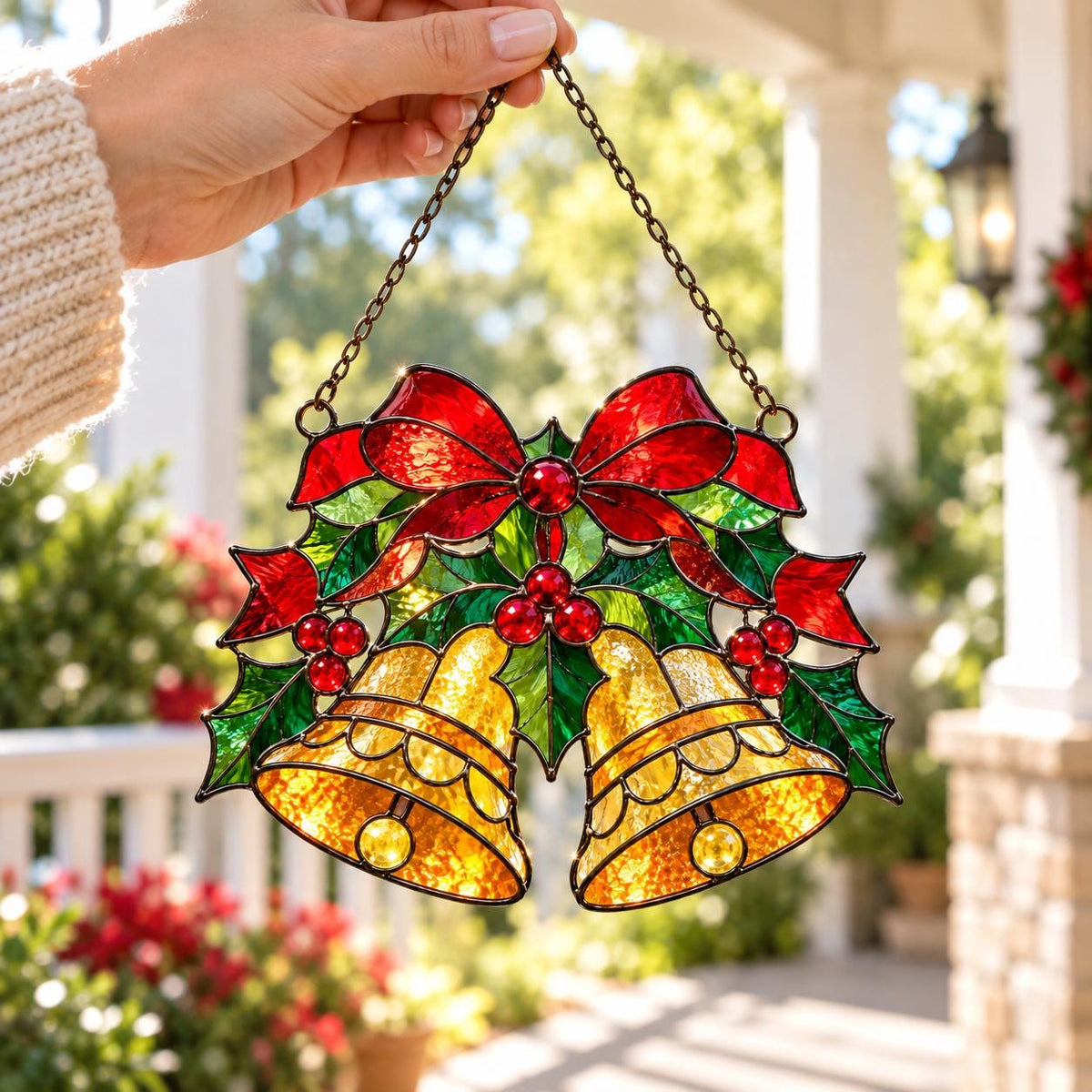 Christmas Bell Suncatcher - Acrylic Holiday Window Hanging - image 5