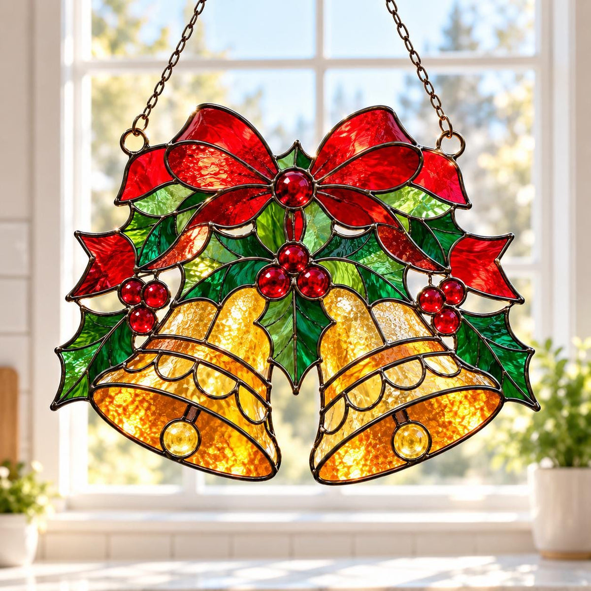 Christmas Bell Suncatcher - Acrylic Holiday Window Hanging - image 6