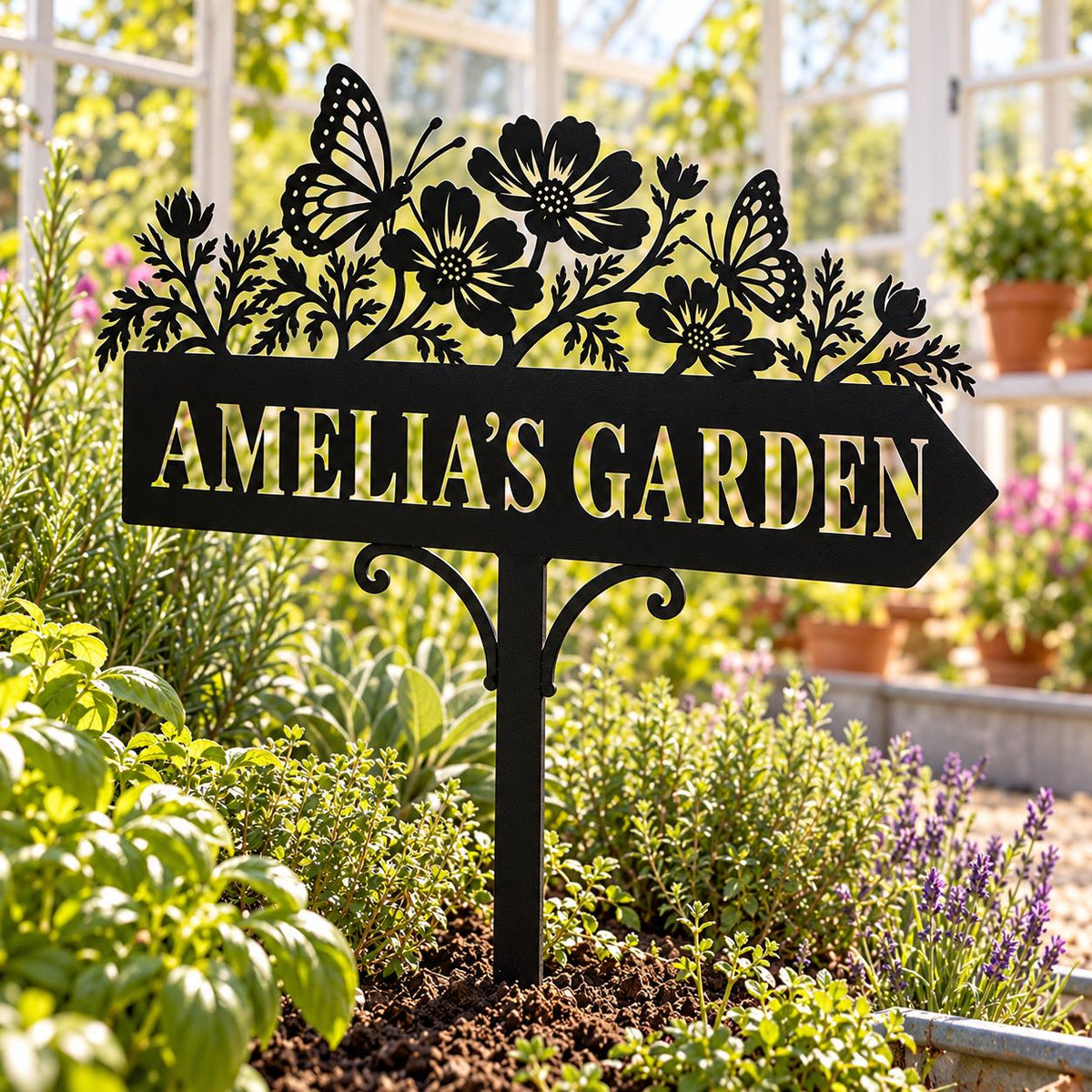 Butterfly Garden Stake - Personalized Metal Flower Sign - image 3
