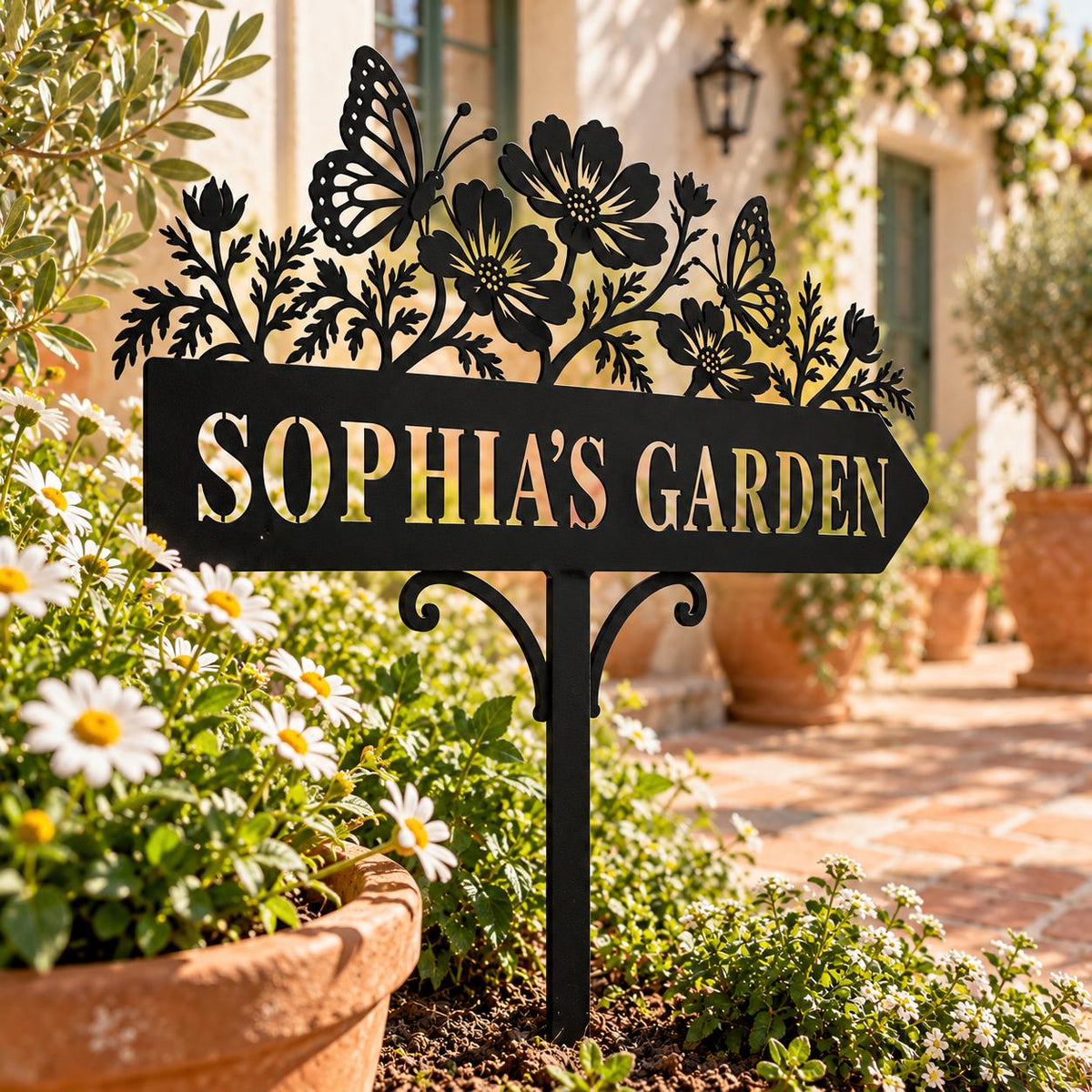 Butterfly Garden Stake - Personalized Metal Flower Sign - image 2